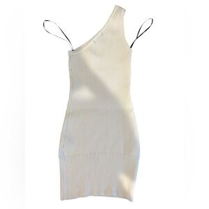 White One-Shoulder Knit Dress
